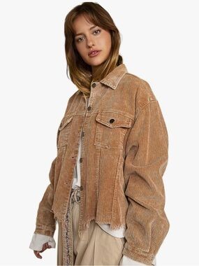 POL Clothing Love You a Latte Jacket - Cozy Corduroy Trucker Style in Teddy Bear